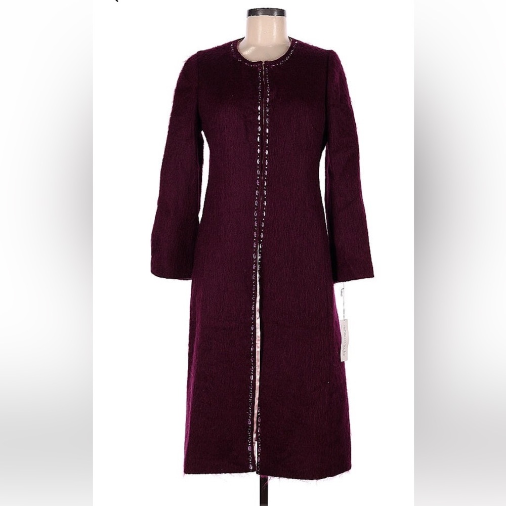 Rebecca Taylor Mohair Burgundy Women's Coat, Sz 8 - Picture 2 of 11